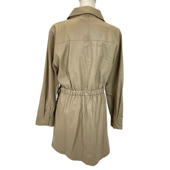 ❣️🎉HP🎉❣️Zara Blogger Favorite Faux Leather Wrap Dress XL Taupe/Tan - Picture 7 of 15